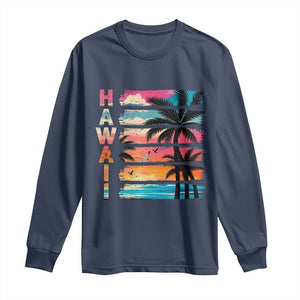 Vintage Hawaii Tropical Beach Vacation Long Sleeve Shirt TS14 Navy Print Your Wear