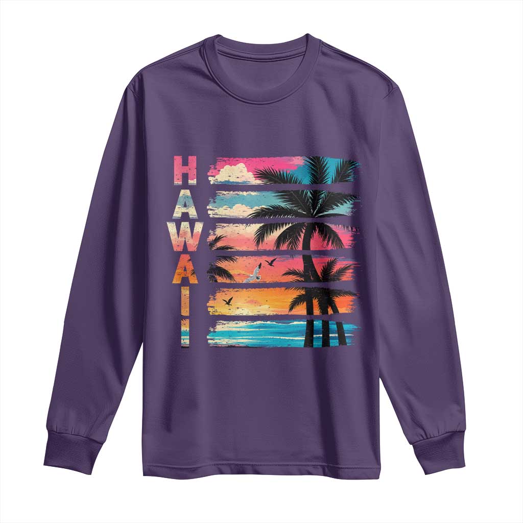 Vintage Hawaii Tropical Beach Vacation Long Sleeve Shirt TS14 Purple Print Your Wear