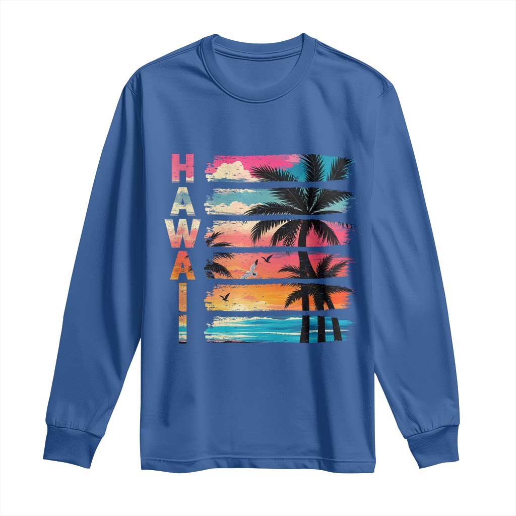 Vintage Hawaii Tropical Beach Vacation Long Sleeve Shirt TS14 Royal Blue Print Your Wear