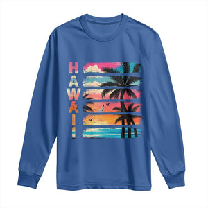 Vintage Hawaii Tropical Beach Vacation Long Sleeve Shirt TS14 Royal Blue Print Your Wear