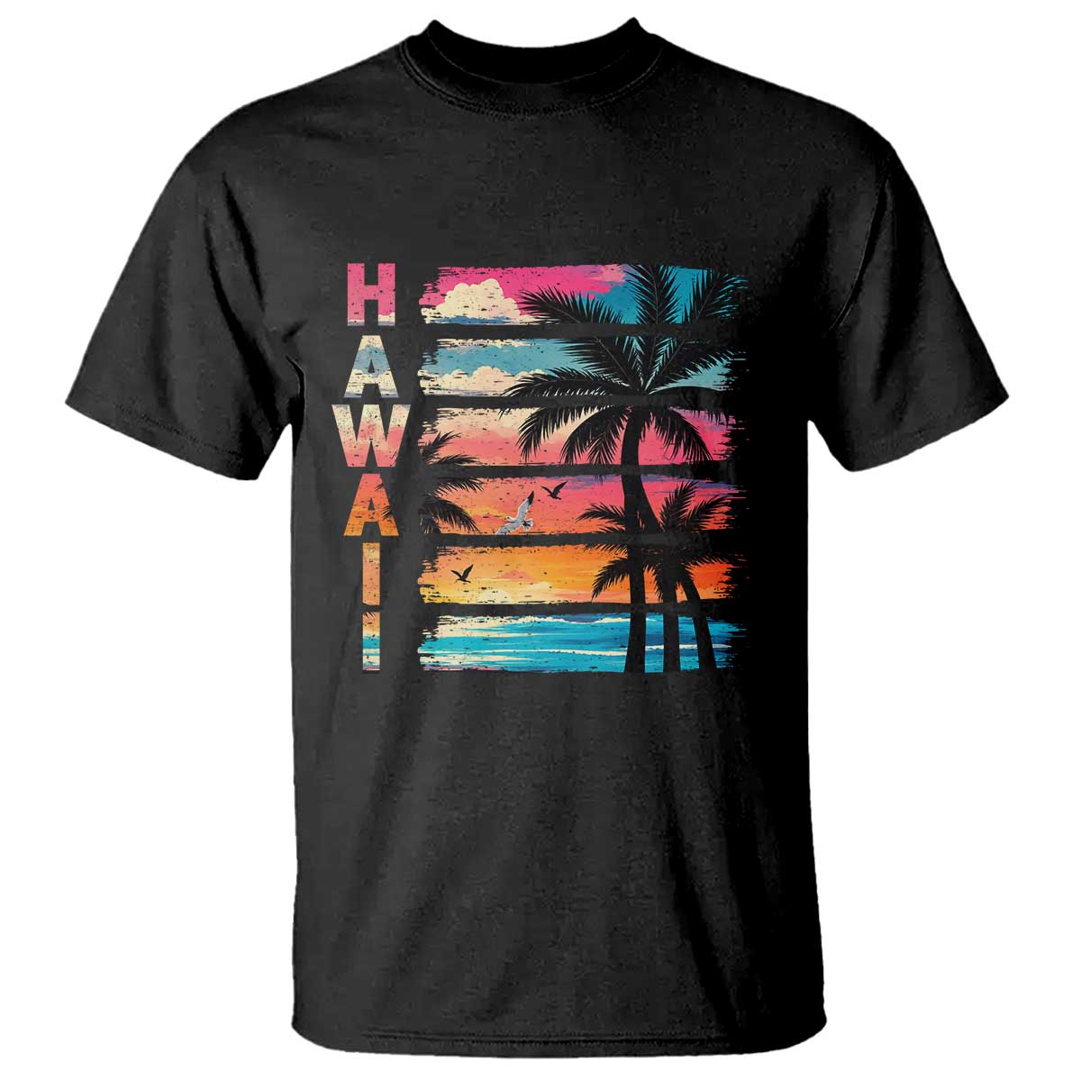 Vintage Hawaii Tropical Beach Vacation T Shirt TS14 Black Print Your Wear