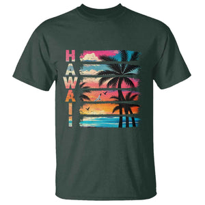 Vintage Hawaii Tropical Beach Vacation T Shirt TS14 Dark Forest Green Print Your Wear