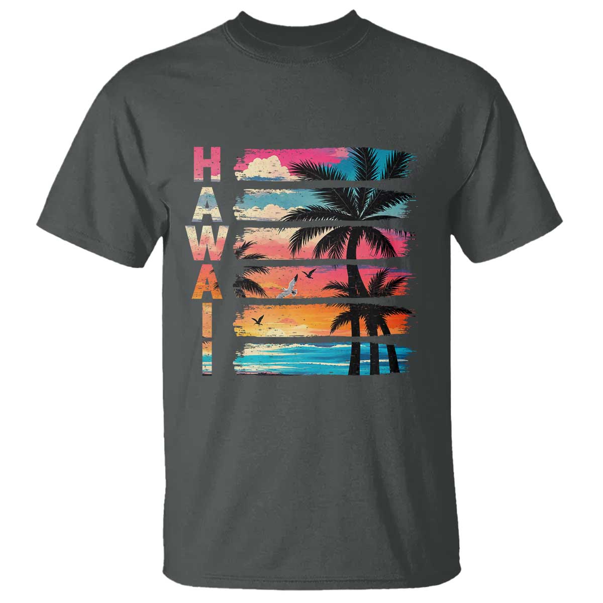 Vintage Hawaii Tropical Beach Vacation T Shirt TS14 Dark Heather Print Your Wear