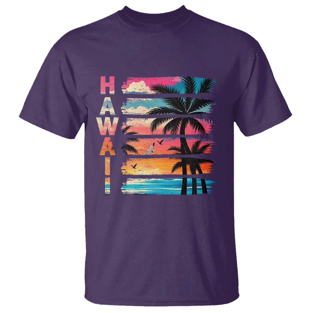 Vintage Hawaii Tropical Beach Vacation T Shirt TS14 Purple Print Your Wear