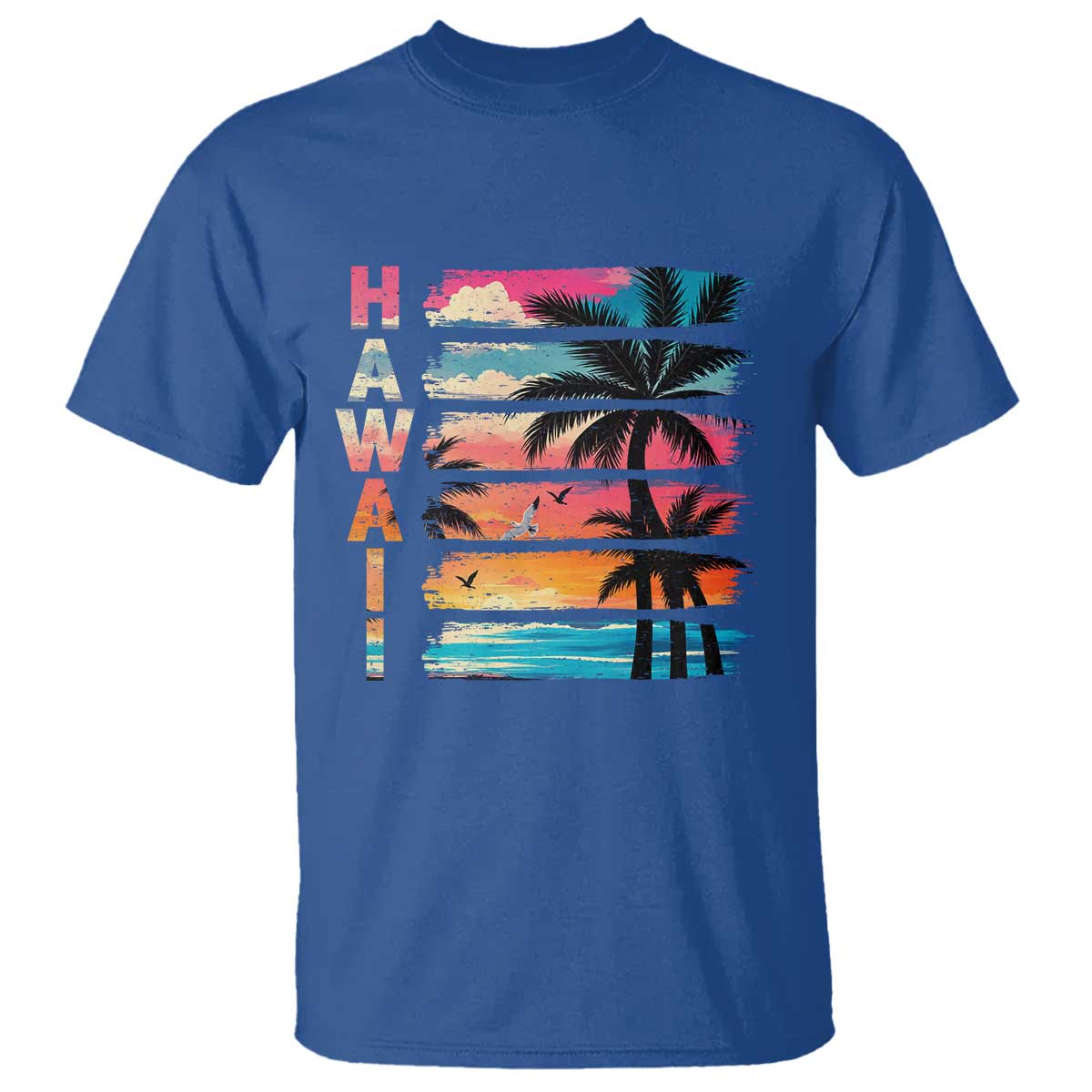 Vintage Hawaii Tropical Beach Vacation T Shirt TS14 Royal Blue Print Your Wear