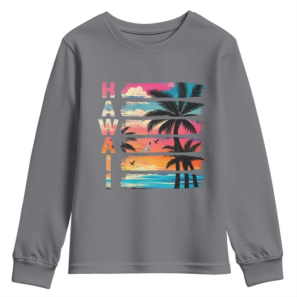 Vintage Hawaii Tropical Beach Vacation Youth Sweatshirt TS14 Charcoal Print Your Wear