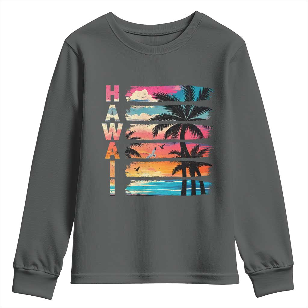 Vintage Hawaii Tropical Beach Vacation Youth Sweatshirt TS14 Dark Heather Print Your Wear