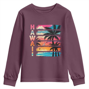 Vintage Hawaii Tropical Beach Vacation Youth Sweatshirt TS14 Maroon Print Your Wear