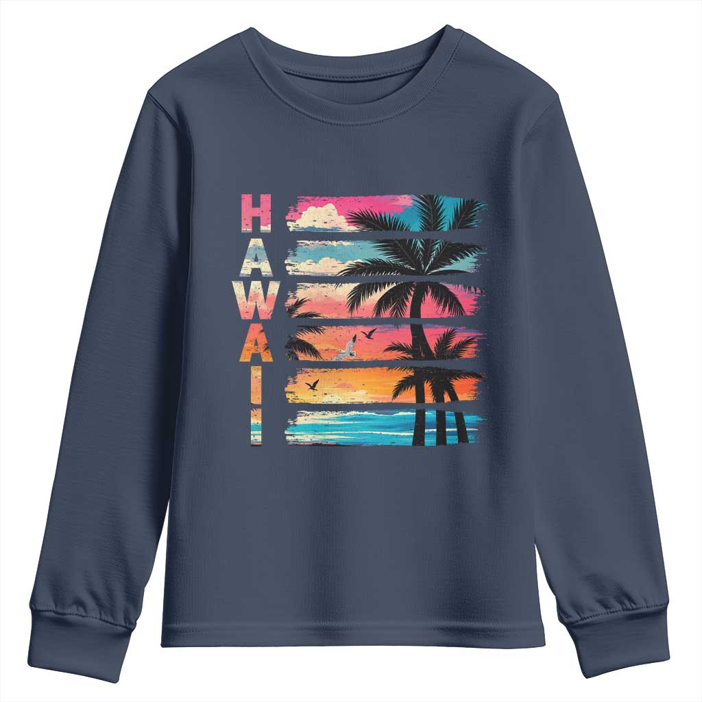 Vintage Hawaii Tropical Beach Vacation Youth Sweatshirt TS14 Navy Print Your Wear
