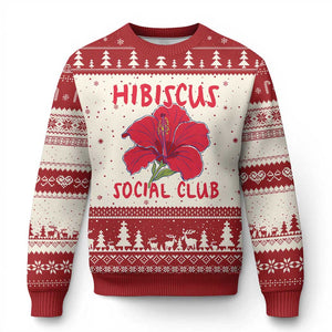 Hibiscus Flower Ugly Christmas Sweater Aloha Hawaii Tropical Beach Vacation TS14 Beige Red Print Your Wear
