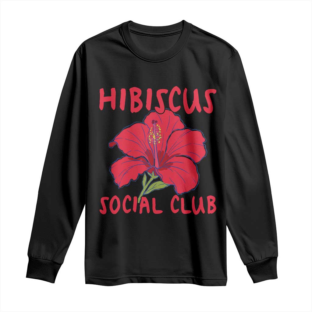 Hibiscus Flower Long Sleeve Shirt Aloha Hawaii Tropical Beach Vacation TS14 Black Print Your Wear
