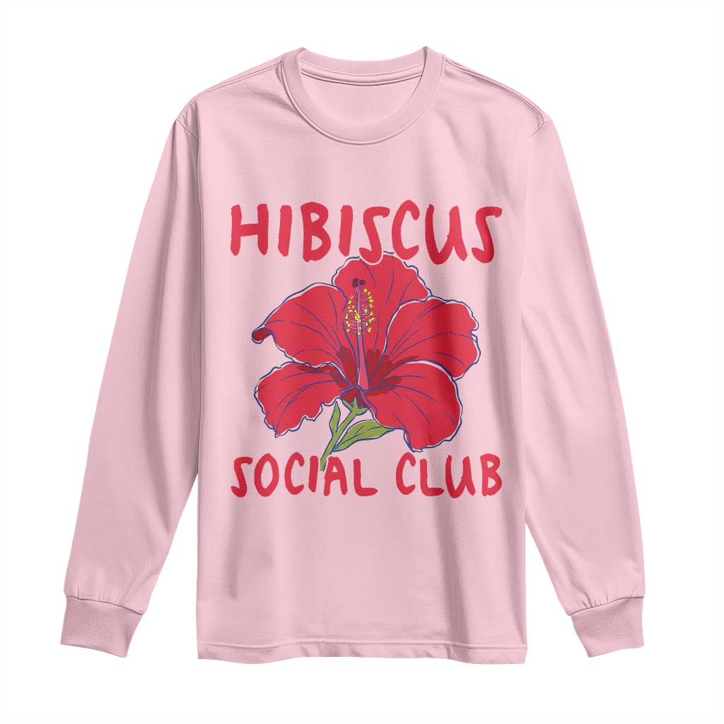 Hibiscus Flower Long Sleeve Shirt Aloha Hawaii Tropical Beach Vacation TS14 Light Pink Print Your Wear