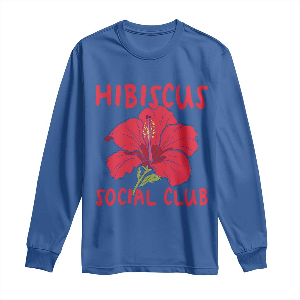 Hibiscus Flower Long Sleeve Shirt Aloha Hawaii Tropical Beach Vacation TS14 Royal Blue Print Your Wear