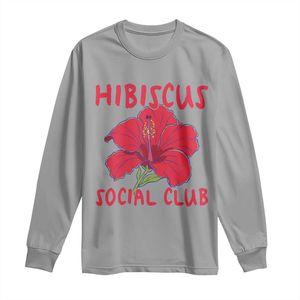 Hibiscus Flower Long Sleeve Shirt Aloha Hawaii Tropical Beach Vacation TS14 Sport Gray Print Your Wear