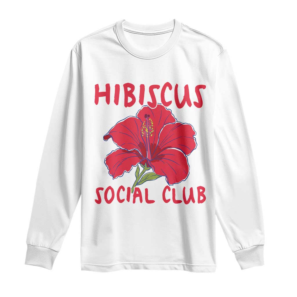 Hibiscus Flower Long Sleeve Shirt Aloha Hawaii Tropical Beach Vacation TS14 White Print Your Wear