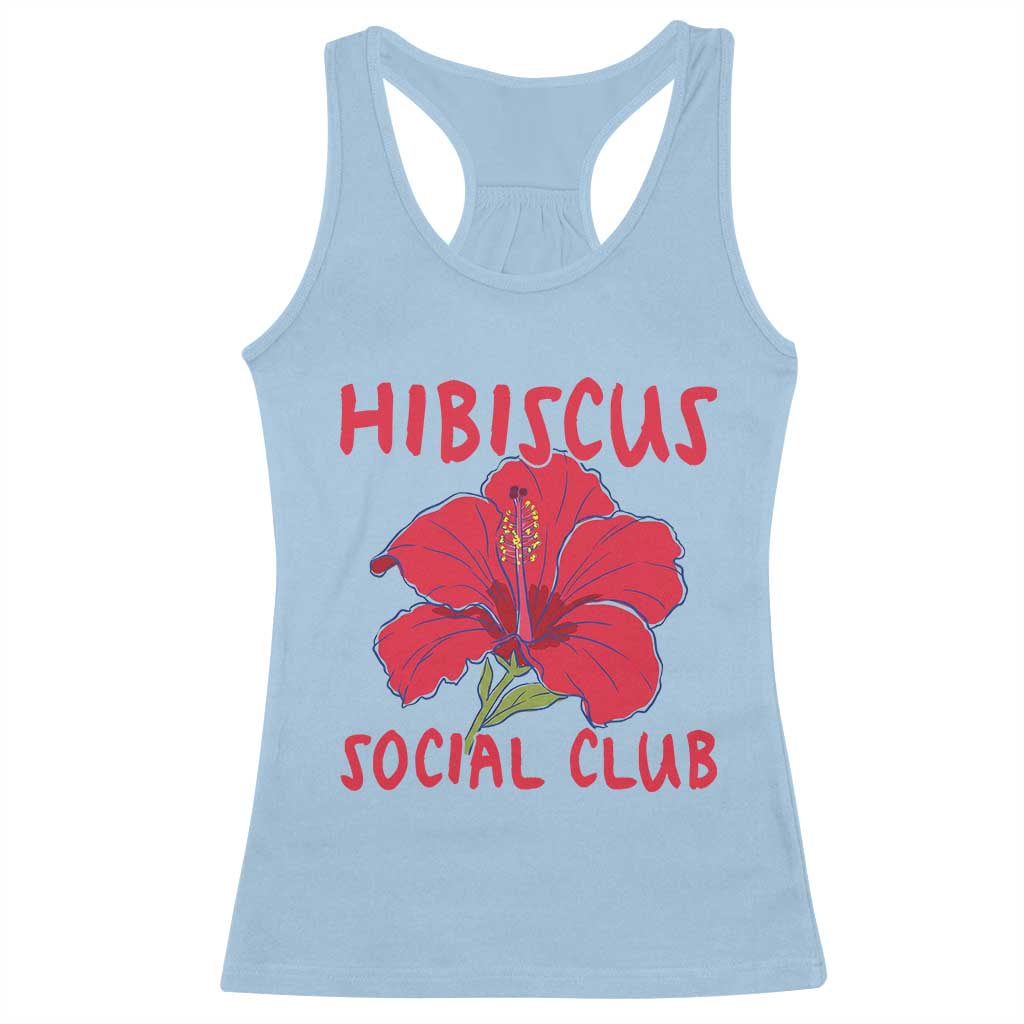 Hibiscus Flower Racerback Tank Top Aloha Hawaii Tropical Beach Vacation TS14 Light Blue Print Your Wear