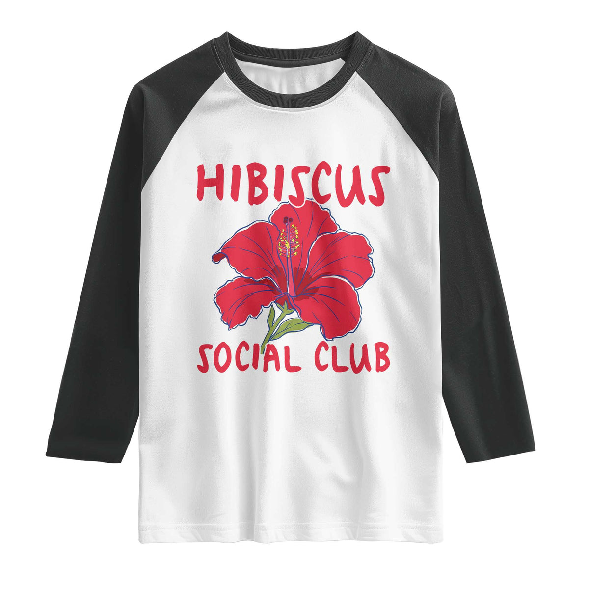 Hibiscus Flower Raglan Shirt Aloha Hawaii Tropical Beach Vacation TS14 White Black Print Your Wear