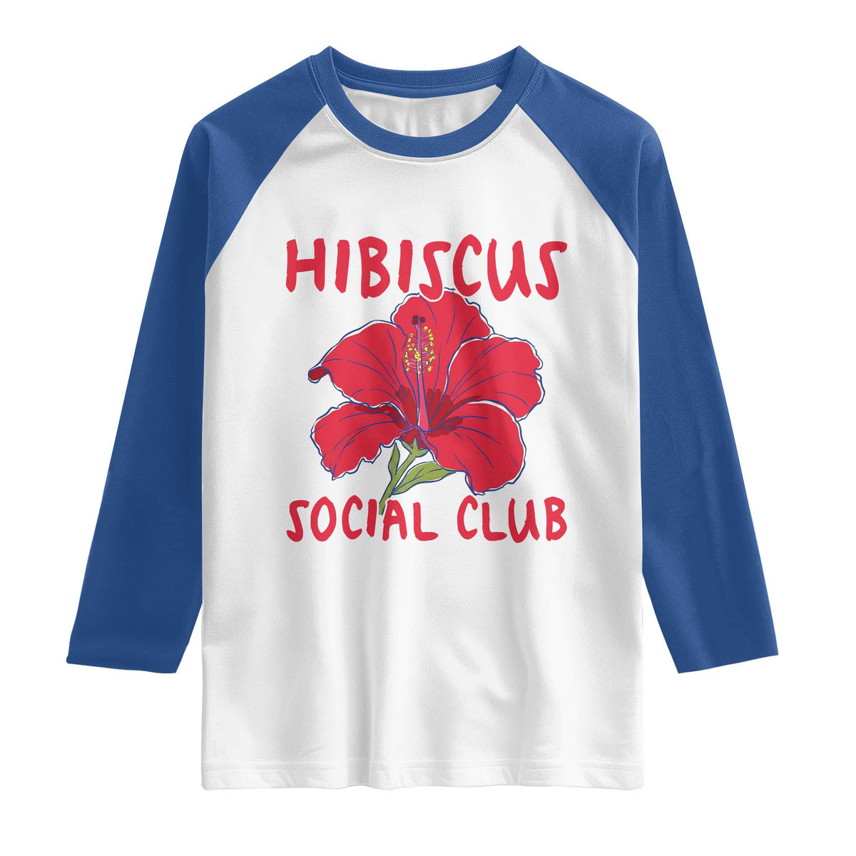 Hibiscus Flower Raglan Shirt Aloha Hawaii Tropical Beach Vacation TS14 White Royal Print Your Wear