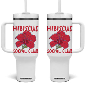Hibiscus Flower Tumbler With Handle Aloha Hawaii Tropical Beach Vacation TS14 One Size: 40 oz White Print Your Wear