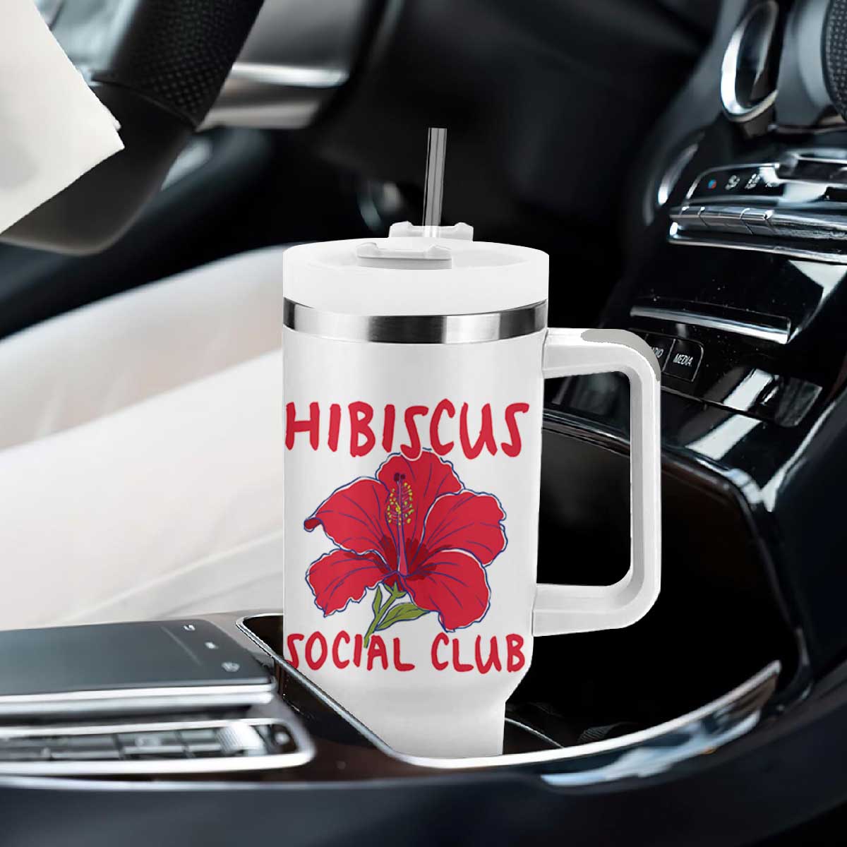 Hibiscus Flower Tumbler With Handle Aloha Hawaii Tropical Beach Vacation TS14 Print Your Wear