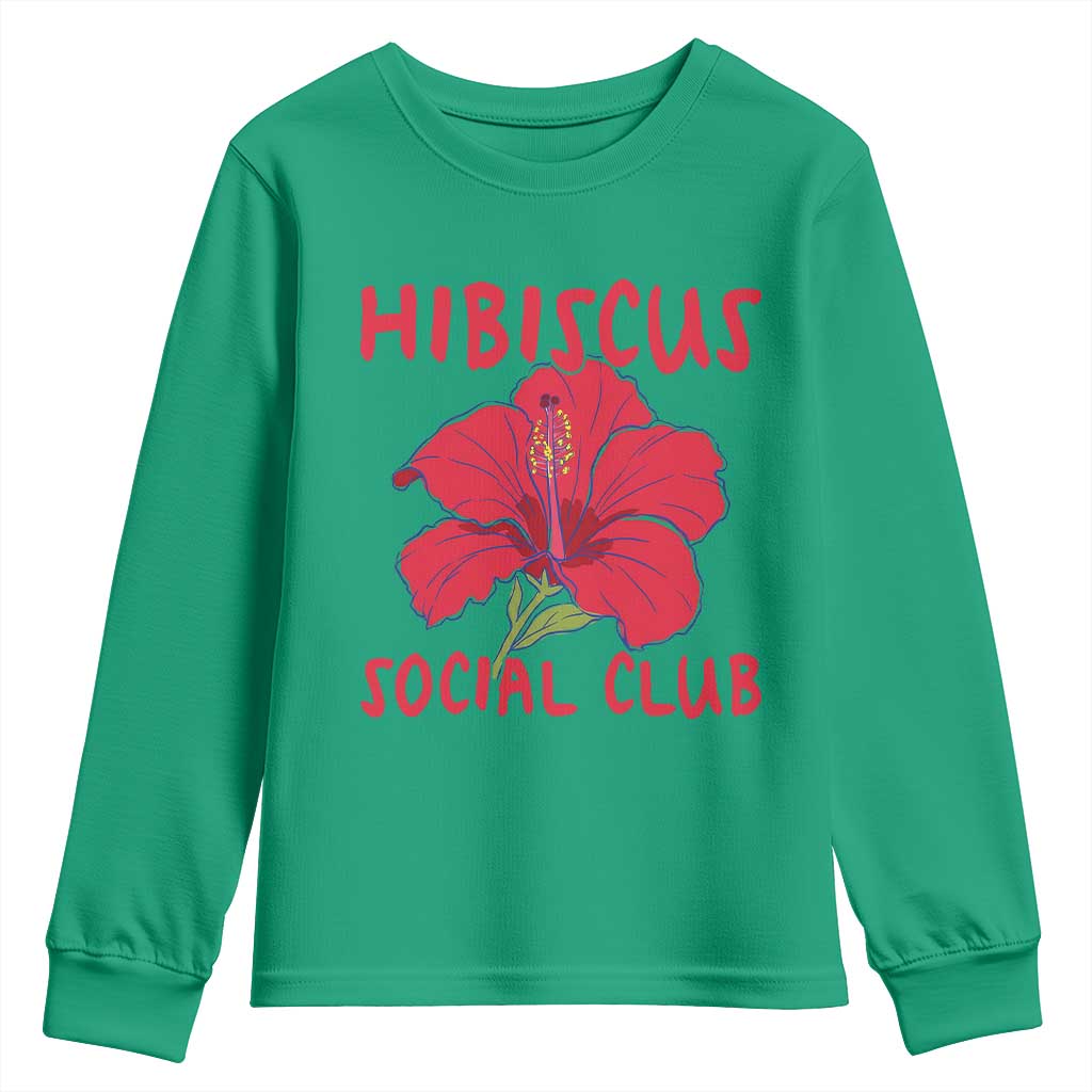 Hibiscus Flower Youth Sweatshirt Aloha Hawaii Tropical Beach Vacation TS14 Irish Green Print Your Wear