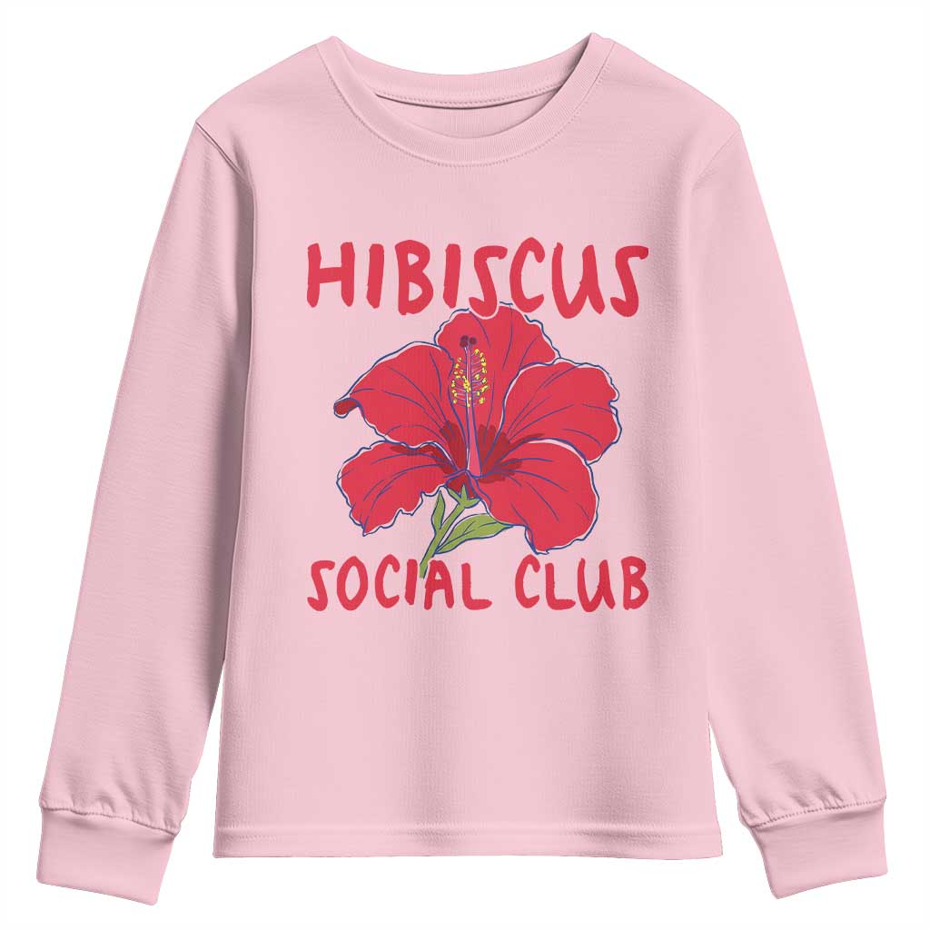 Hibiscus Flower Youth Sweatshirt Aloha Hawaii Tropical Beach Vacation TS14 Light Pink Print Your Wear