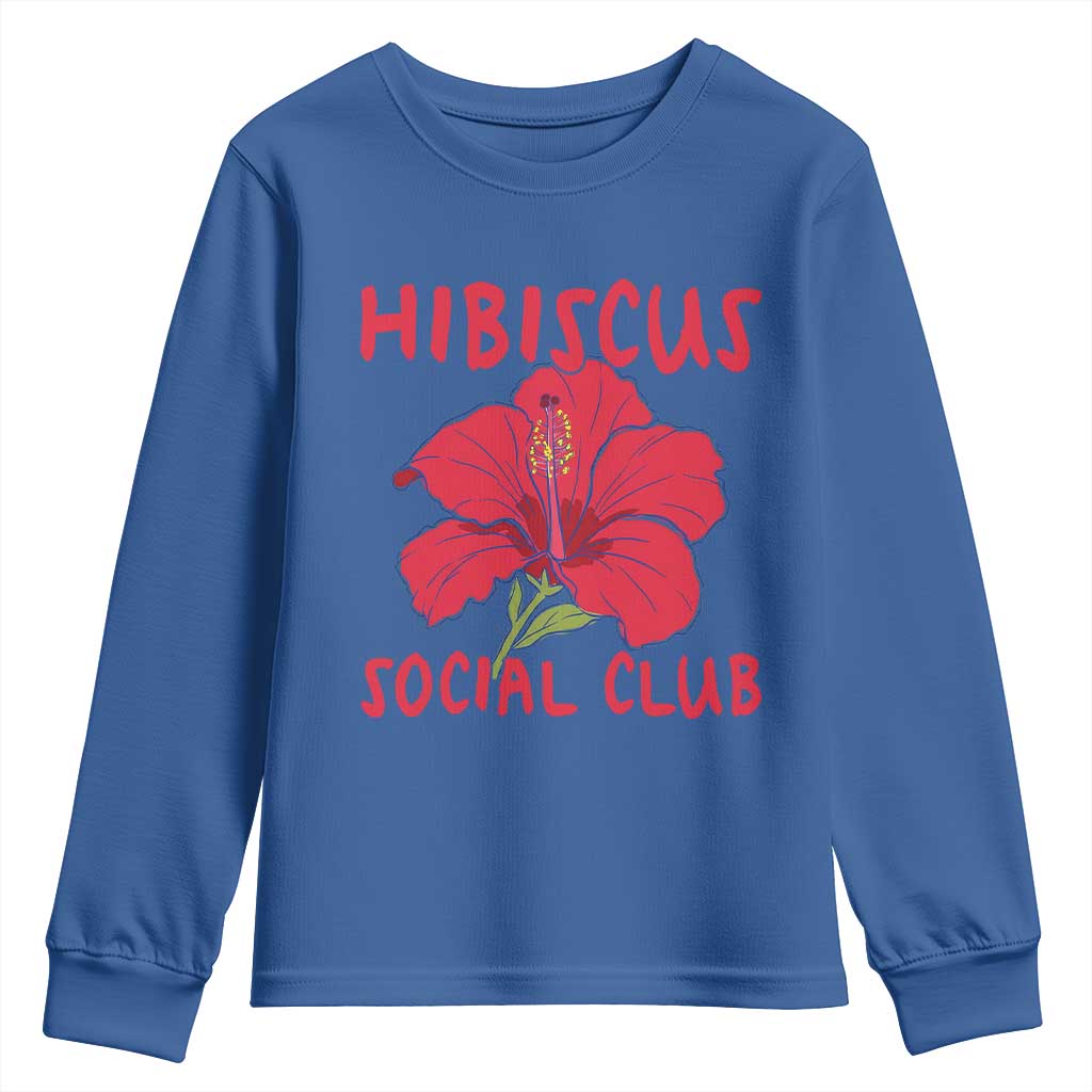 Hibiscus Flower Youth Sweatshirt Aloha Hawaii Tropical Beach Vacation TS14 Royal Blue Print Your Wear