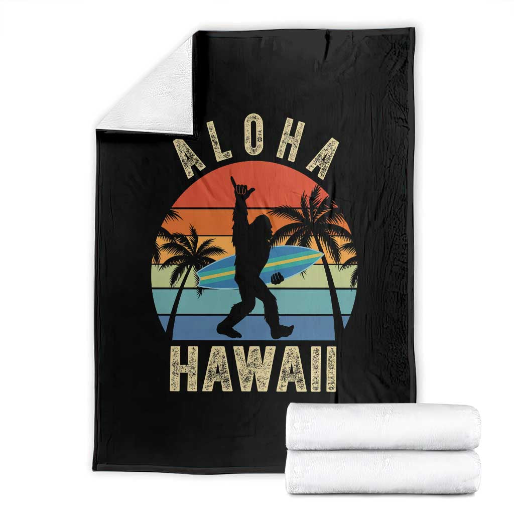 Funny Bigfoot Aloha Hawaiian Surfing Throw Blanket Tropical Beach Surfer Gift TS14 Black Print Your Wear