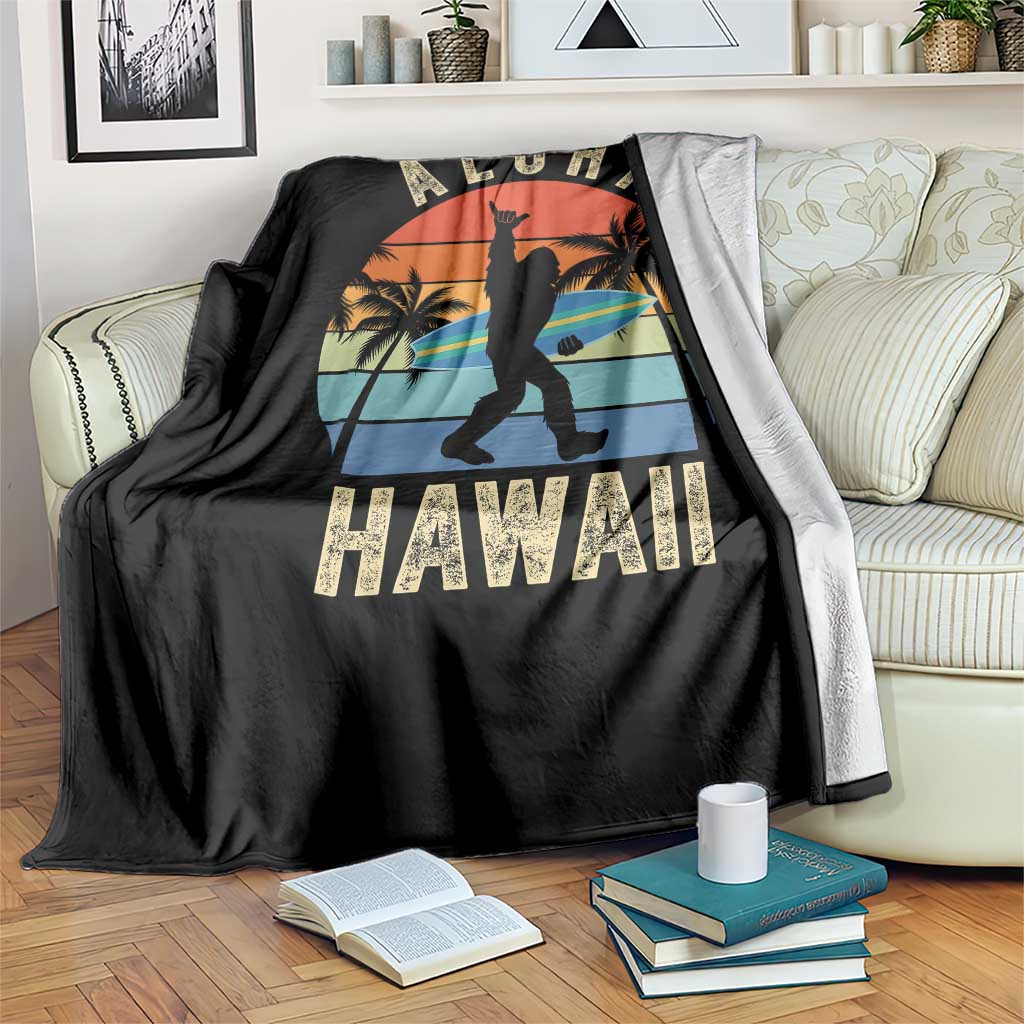 Funny Bigfoot Aloha Hawaiian Surfing Throw Blanket Tropical Beach Surfer Gift TS14 Print Your Wear
