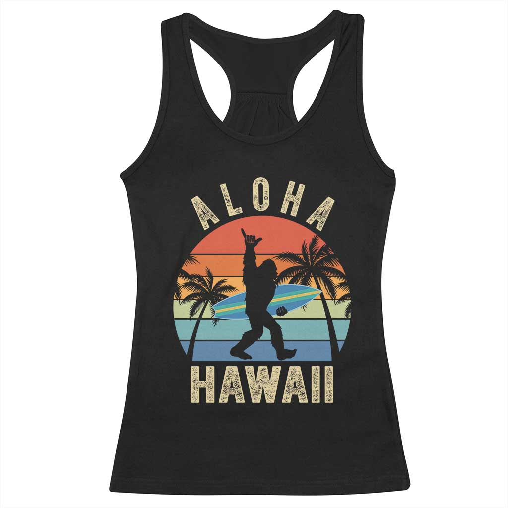 Funny Bigfoot Aloha Hawaiian Surfing Racerback Tank Top Tropical Beach Surfer Gift TS14 Black Print Your Wear