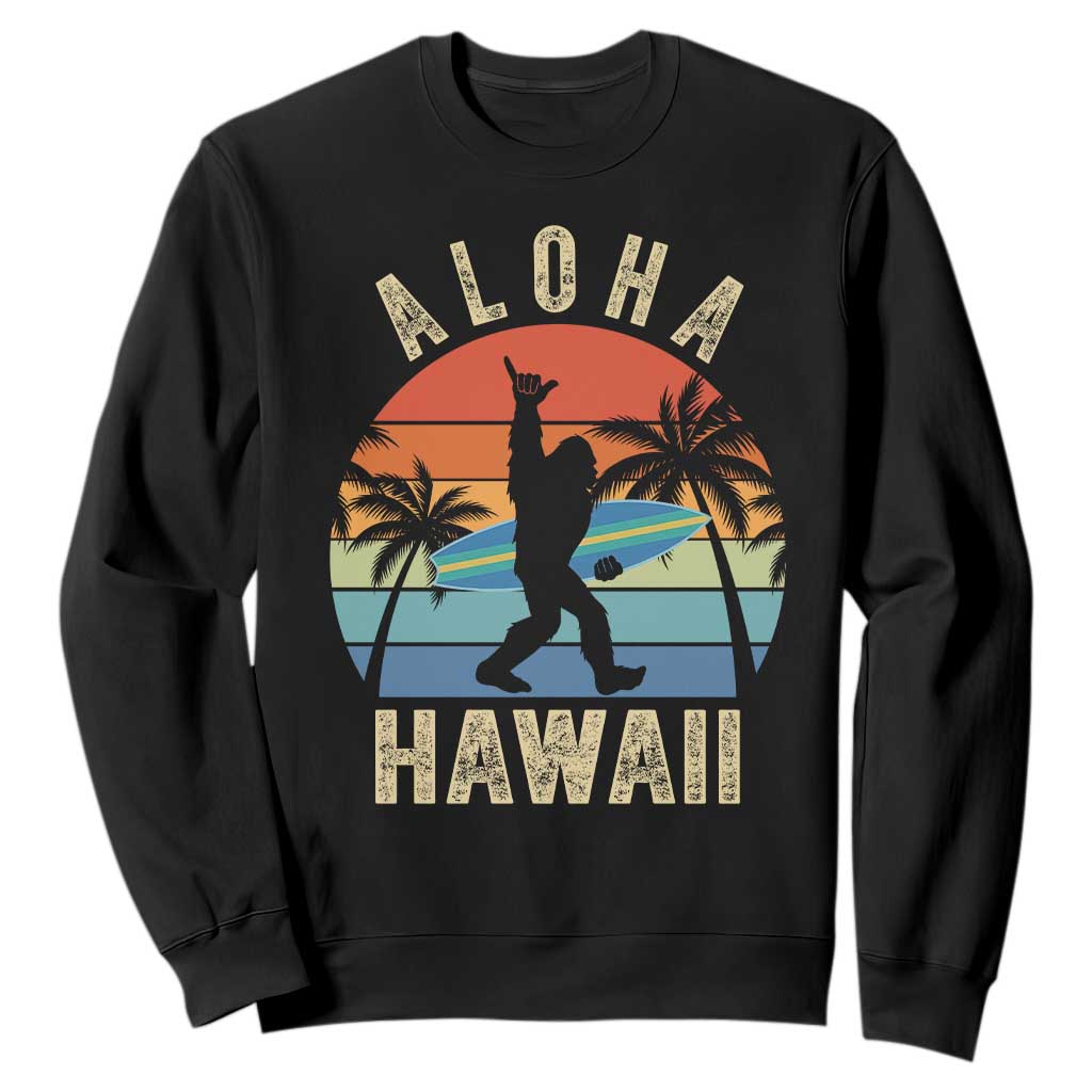 Funny Bigfoot Aloha Hawaiian Surfing Sweatshirt Tropical Beach Surfer Gift TS14 Black Print Your Wear