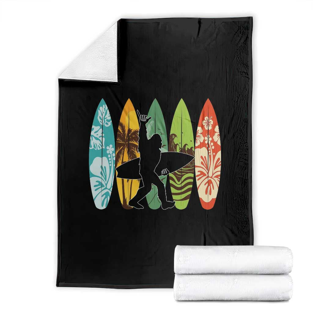 Funny Bigfoot Aloha Hawaiian Surfing Tropical Beach Surfer Throw Blanket TS14 Black Print Your Wear