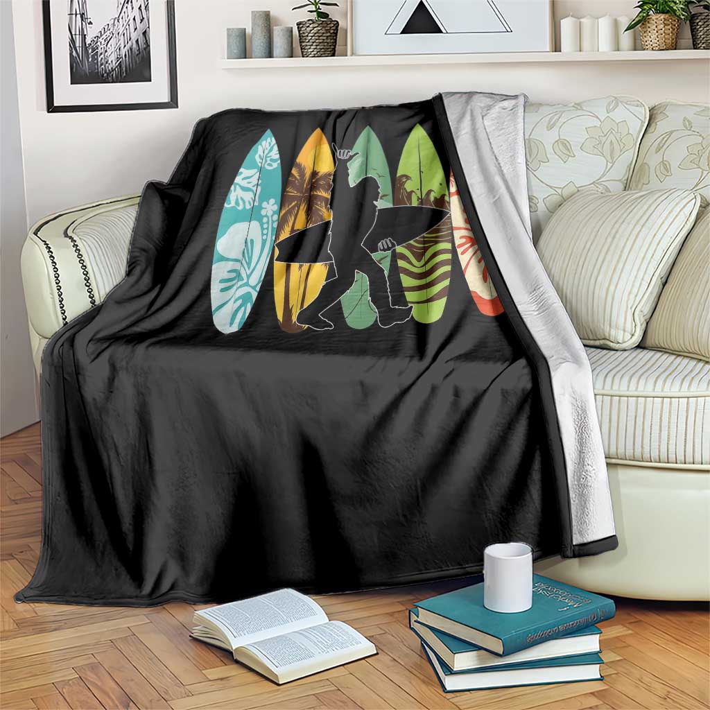 Funny Bigfoot Aloha Hawaiian Surfing Tropical Beach Surfer Throw Blanket TS14 Print Your Wear