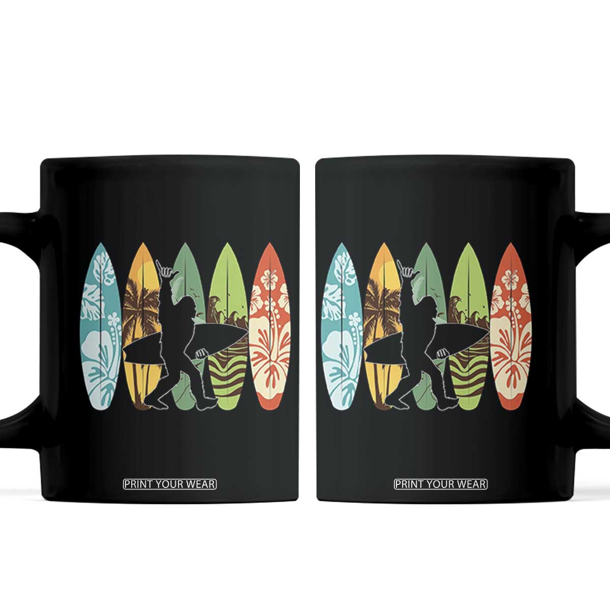 Funny Bigfoot Aloha Hawaiian Surfing Tropical Beach Surfer Coffee Mug TS14 Black Print Your Wear