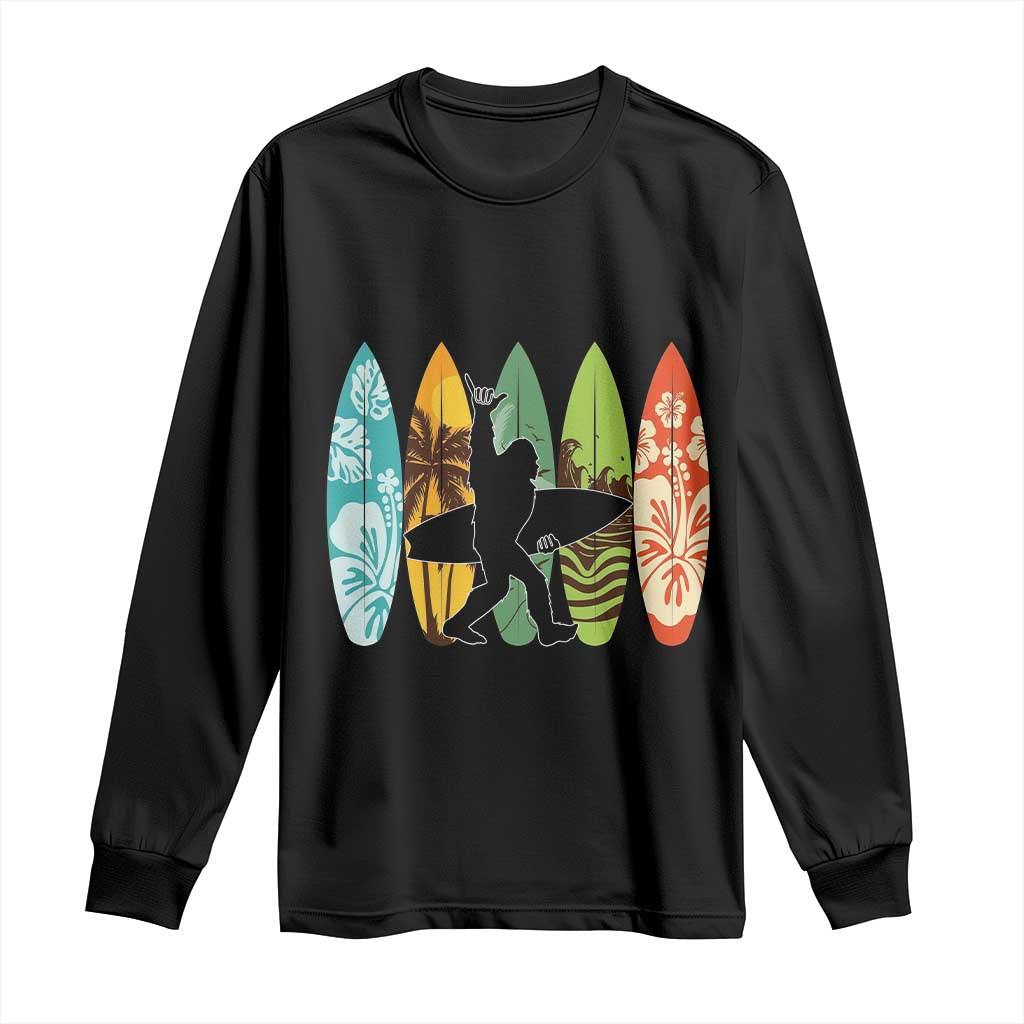 Funny Bigfoot Aloha Hawaiian Surfing Tropical Beach Surfer Long Sleeve Shirt TS14 Black Print Your Wear