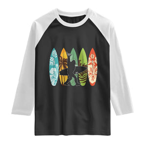 Funny Bigfoot Aloha Hawaiian Surfing Tropical Beach Surfer Raglan Shirt TS14 Black White Print Your Wear