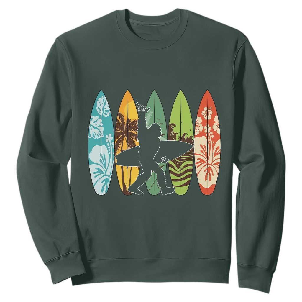 Funny Bigfoot Aloha Hawaiian Surfing Tropical Beach Surfer Sweatshirt TS14 Dark Forest Green Print Your Wear