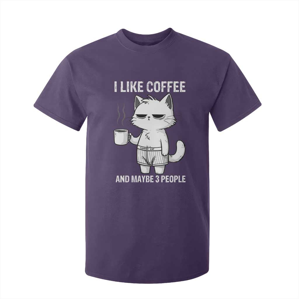 I Like Coffee And Maybe Three People T Shirt For Kid Funny Cat Coffee Lover TS14 Purple Print Your Wear
