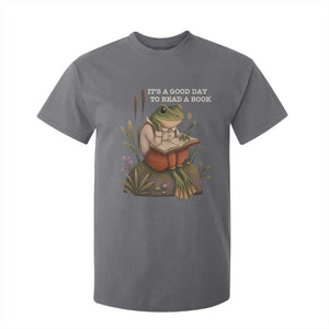Cute Frog Reading T Shirt For Kid It Is A Good Day To Read A Book TS14 Charcoal Print Your Wear