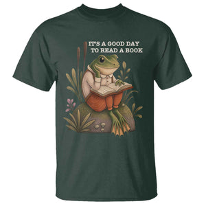 Cute Frog Reading T Shirt It Is A Good Day To Read A Book TS14 Dark Forest Green Print Your Wear
