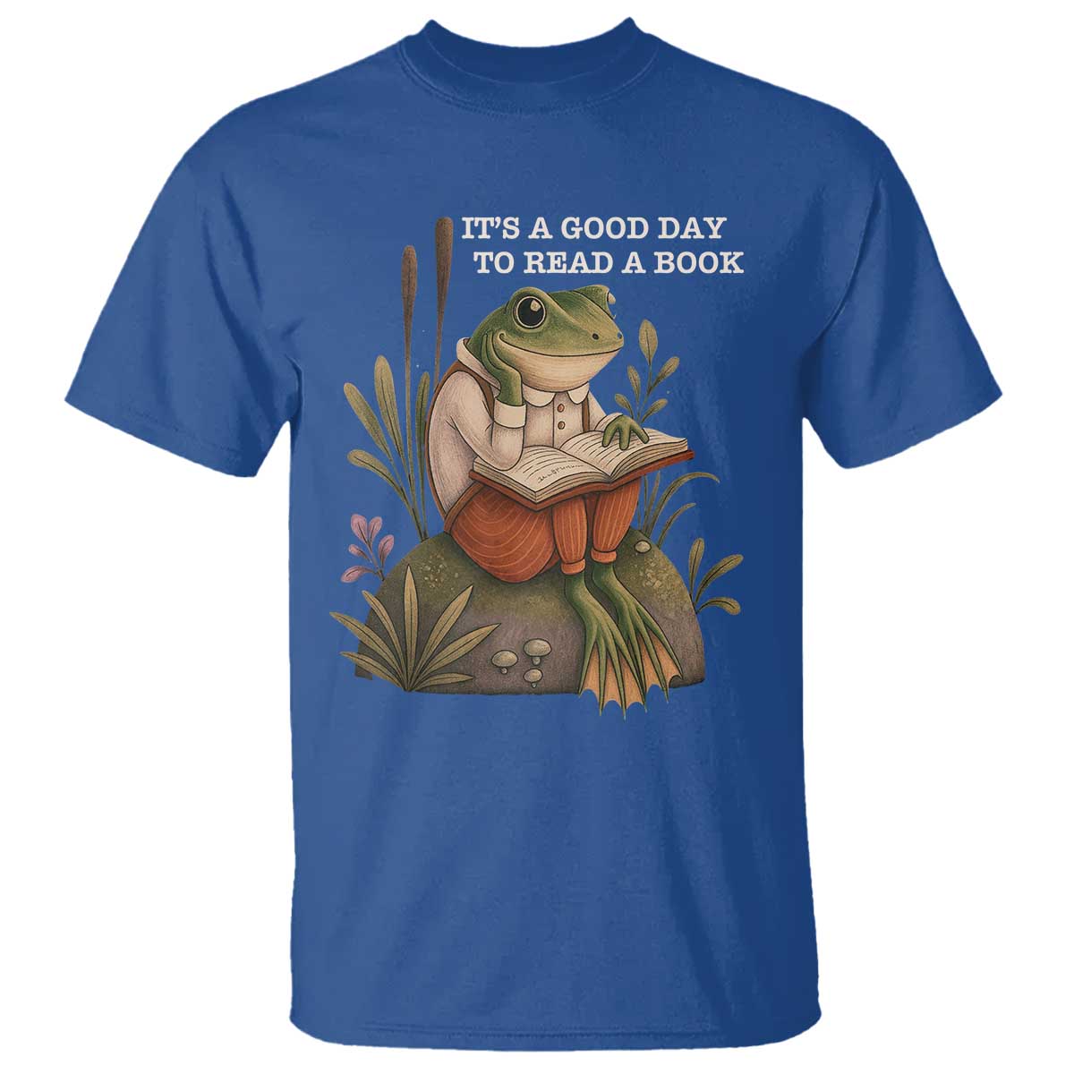 Cute Frog Reading T Shirt It Is A Good Day To Read A Book TS14 Royal Blue Print Your Wear