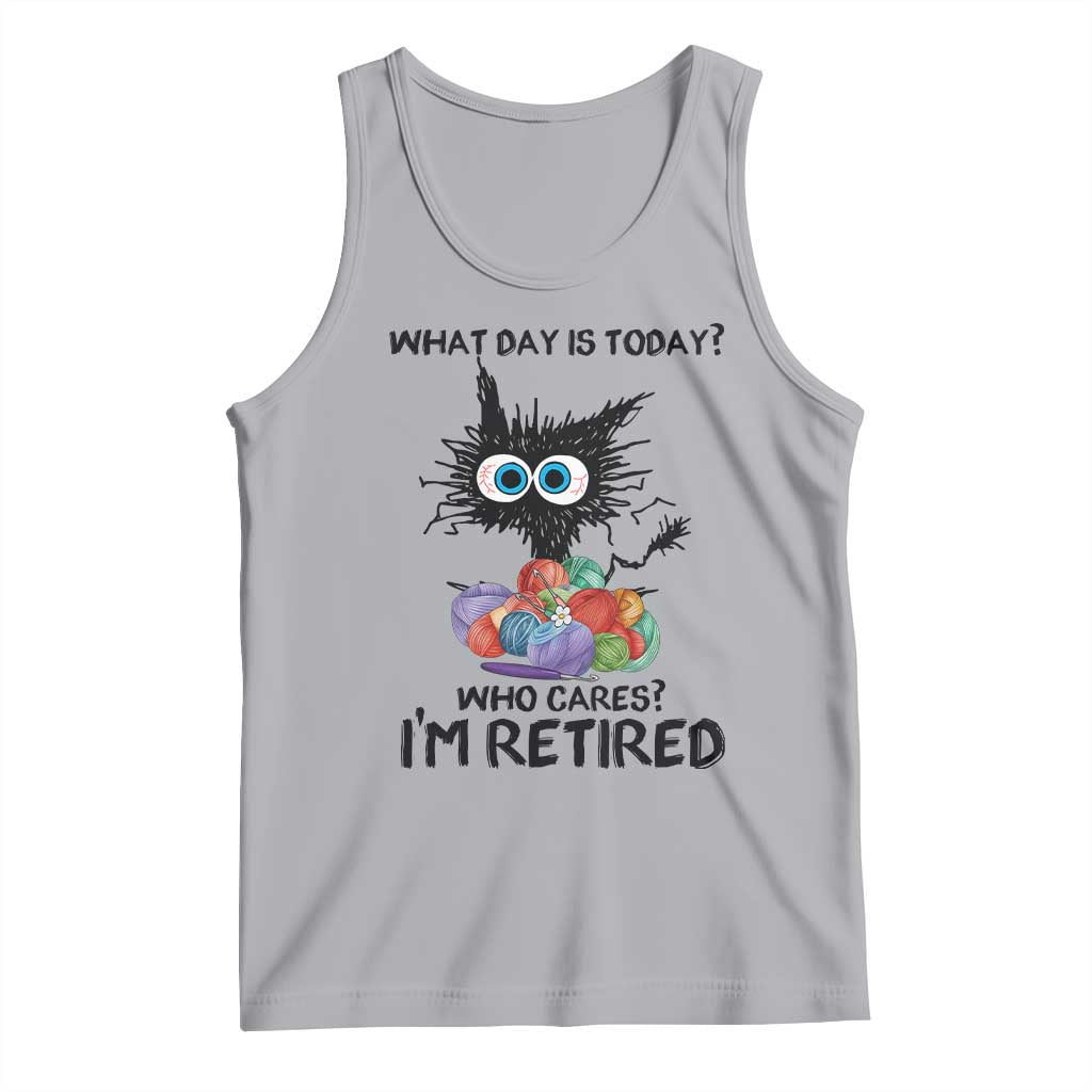 Funny Retired Cat Crochet Tank Top What Day Is Today Who Cares I Am Retired TS14 Athletic Heather Print Your Wear