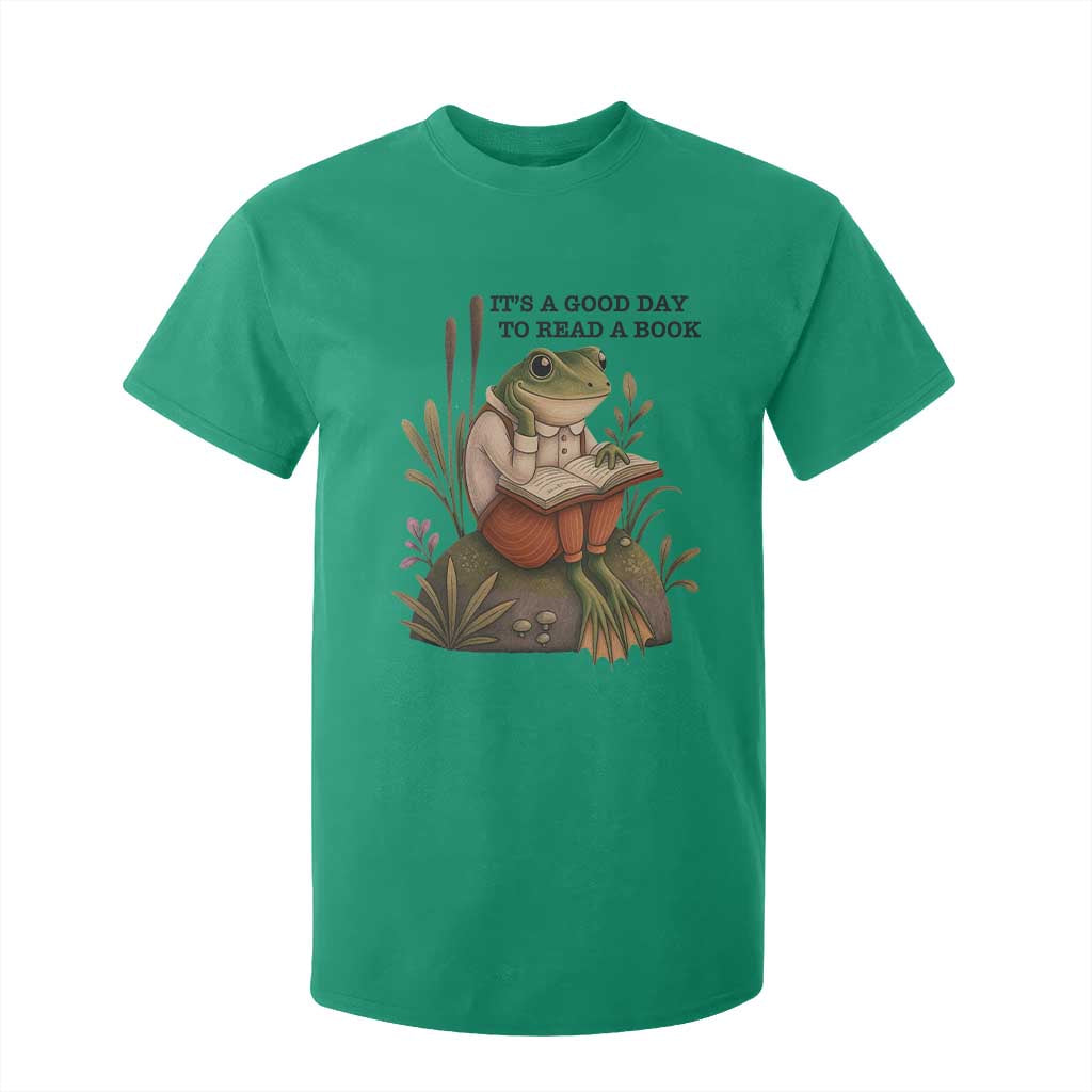 Frog Classic Books T Shirt For Kid It Is A Good Day To Read A Book TS14 Irish Green Print Your Wear