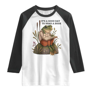 Frog Classic Books Raglan Shirt It Is A Good Day To Read A Book TS14 White Black Print Your Wear