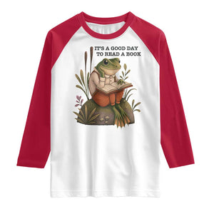 Frog Classic Books Raglan Shirt It Is A Good Day To Read A Book TS14 White Red Print Your Wear