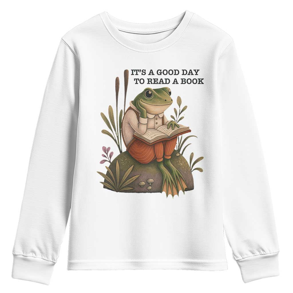 Frog Classic Books Youth Sweatshirt It Is A Good Day To Read A Book TS14 White Print Your Wear