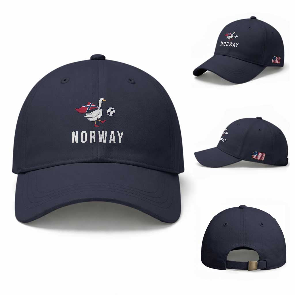Norway Football Baseball Cap Silly Goose Soccer Fan Support TS14 Baseball Cap Universal Fit Navy Print Your Wear