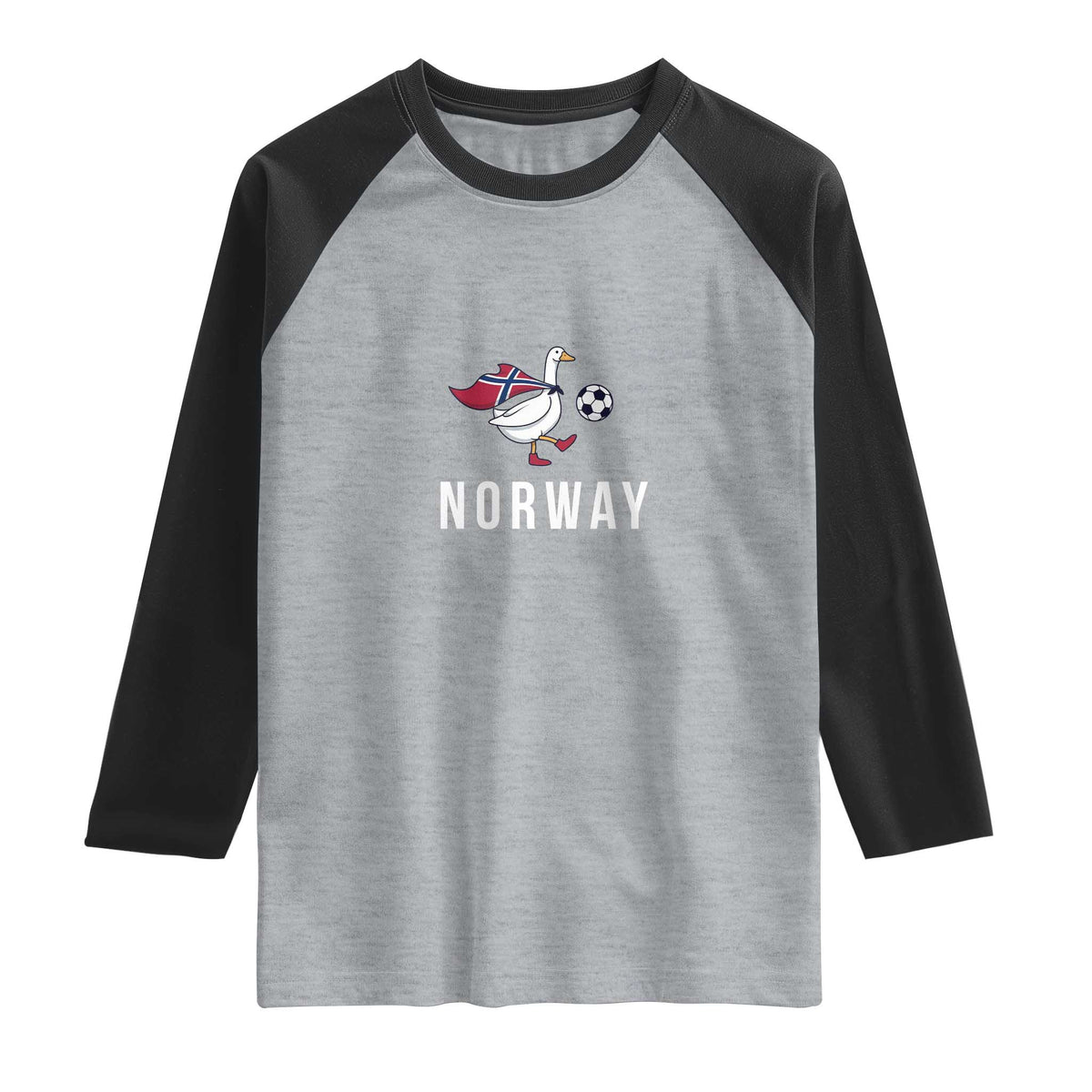 Norway Football Raglan Shirt Silly Goose Soccer Fan Support TS14 Heather Gray Black Print Your Wear