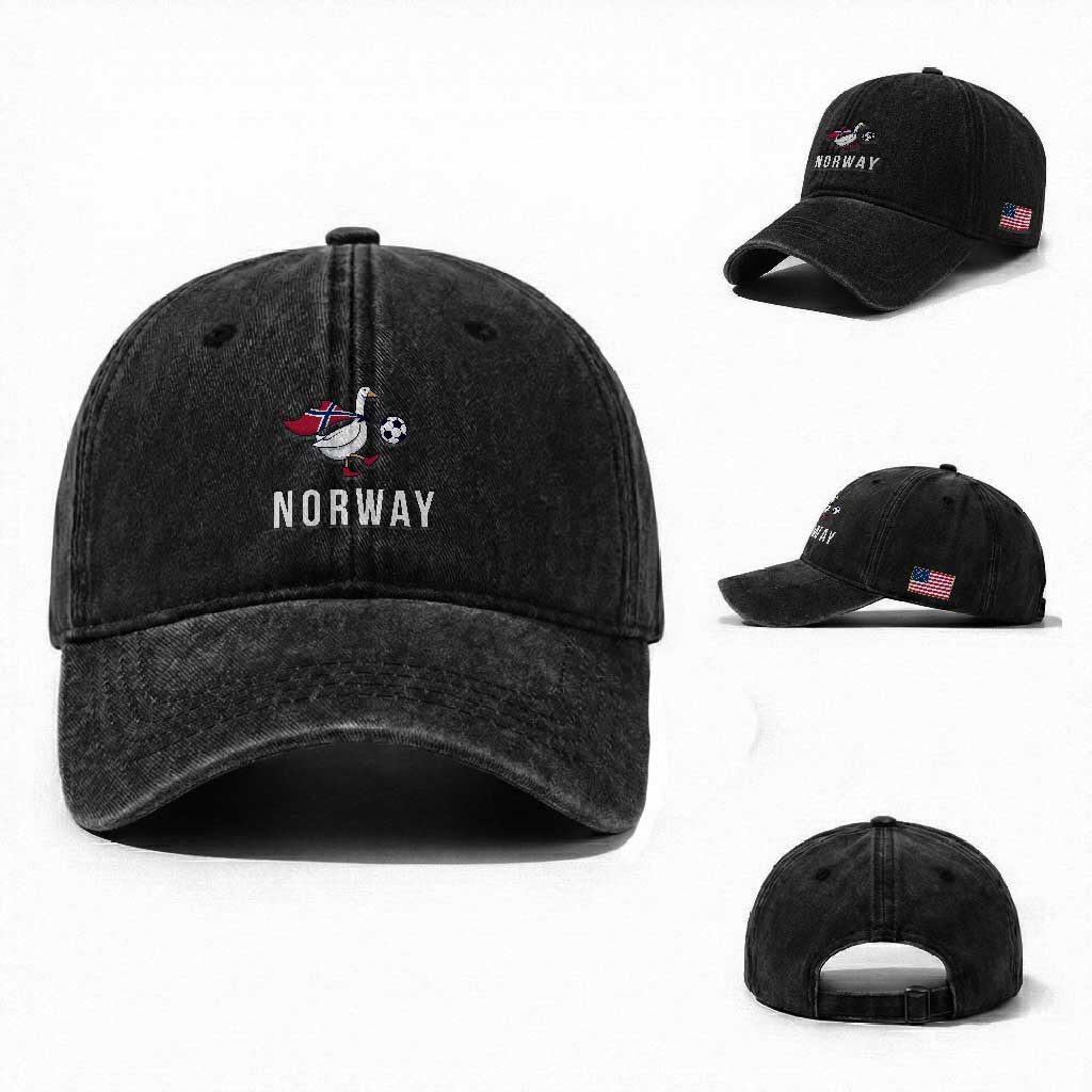 Norway Football Washed Cotton Baseball Cap Silly Goose Soccer Fan Support TS14 Washed Cap Universal Fit Black Print Your Wear