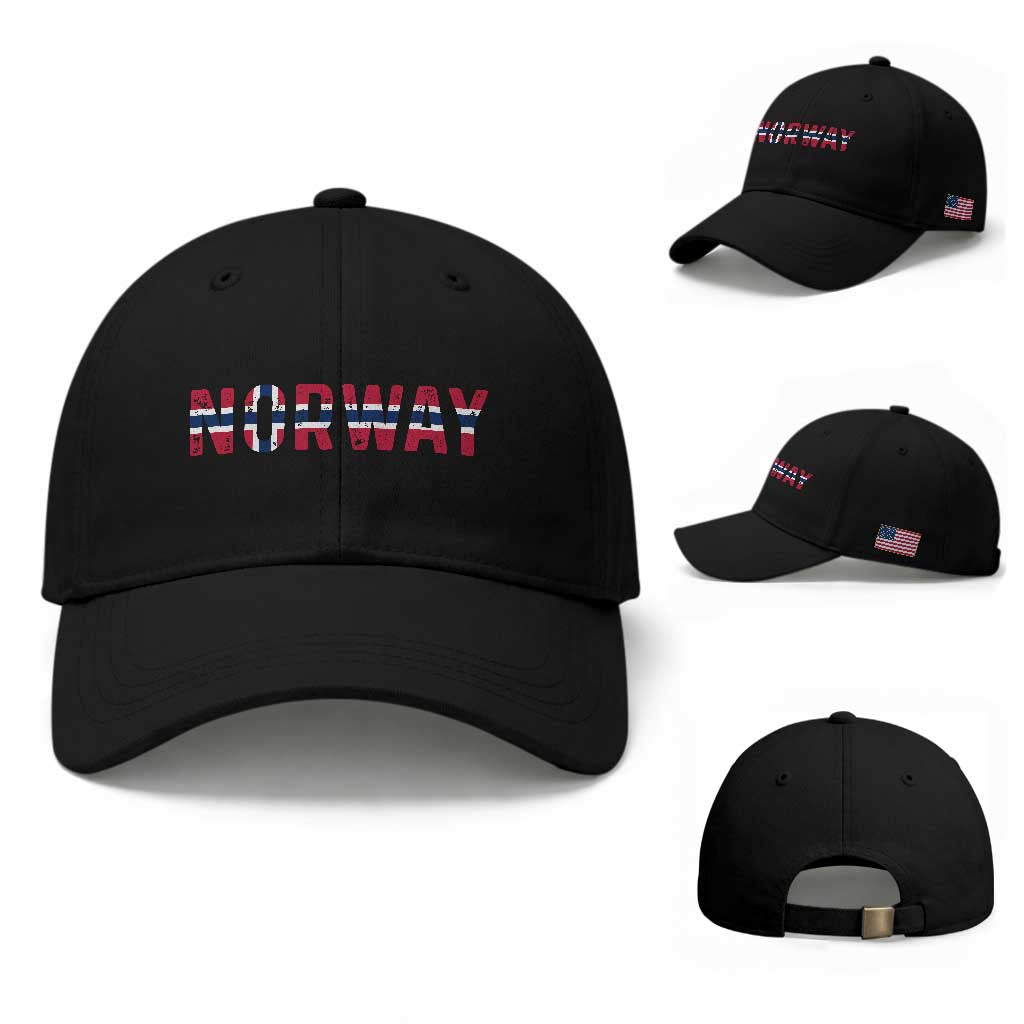 Norge Norway Norwegian Flag Baseball Cap TS14 Baseball Cap Universal Fit Black Print Your Wear